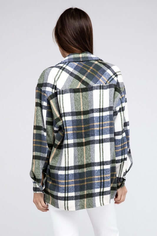 Textured Plaid Flannel Shirt