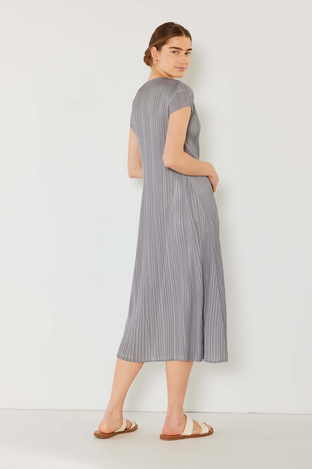 Solid Pleated Cap Sleeve A-Line Dress, Marina West Swim, $ 63.00