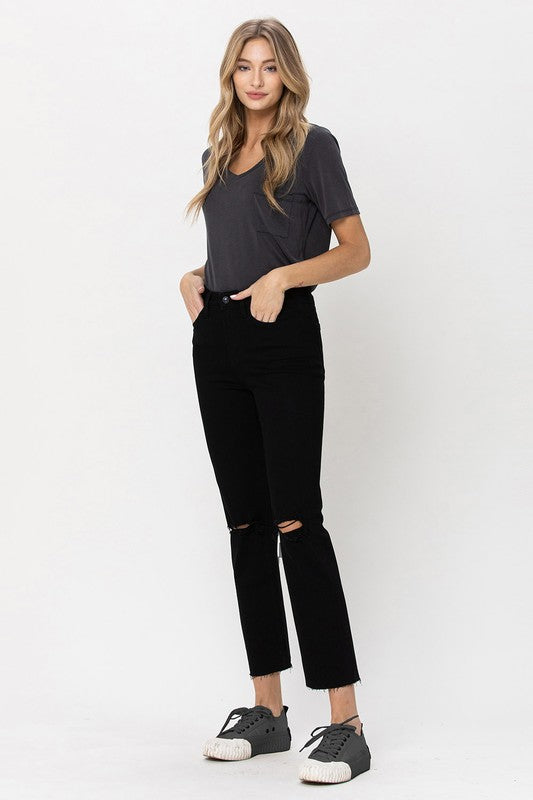 Shop Black High Rise Straight Distressed Jeans | Boutique Clothing & Shoes, Jeans, USA Boutique