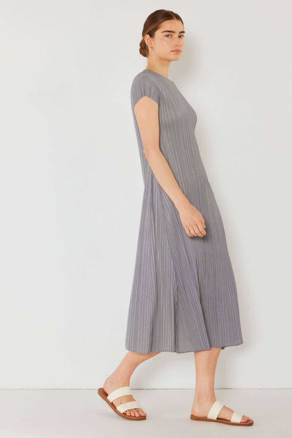 Solid Pleated Cap Sleeve A-Line Dress, Marina West Swim, $ 63.00