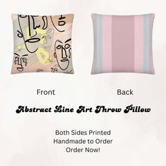 Abstract Berklin Line Art Faces Premium Throw Pillow Accent Cushion, A Moment Of Now, A Moment Of Now