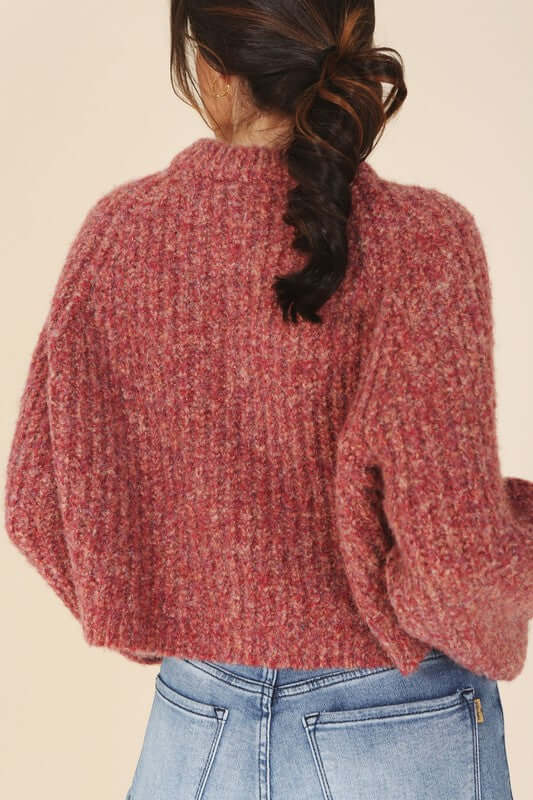 Melange Cropped Sweater Top - Trendy Style Essentials, Sweaters, $ 55.00, A Moment Of Now™