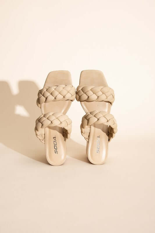 BUGGY-S Braided Straps Mule Heels Sandals, Fortune Dynamic, A Moment Of Now