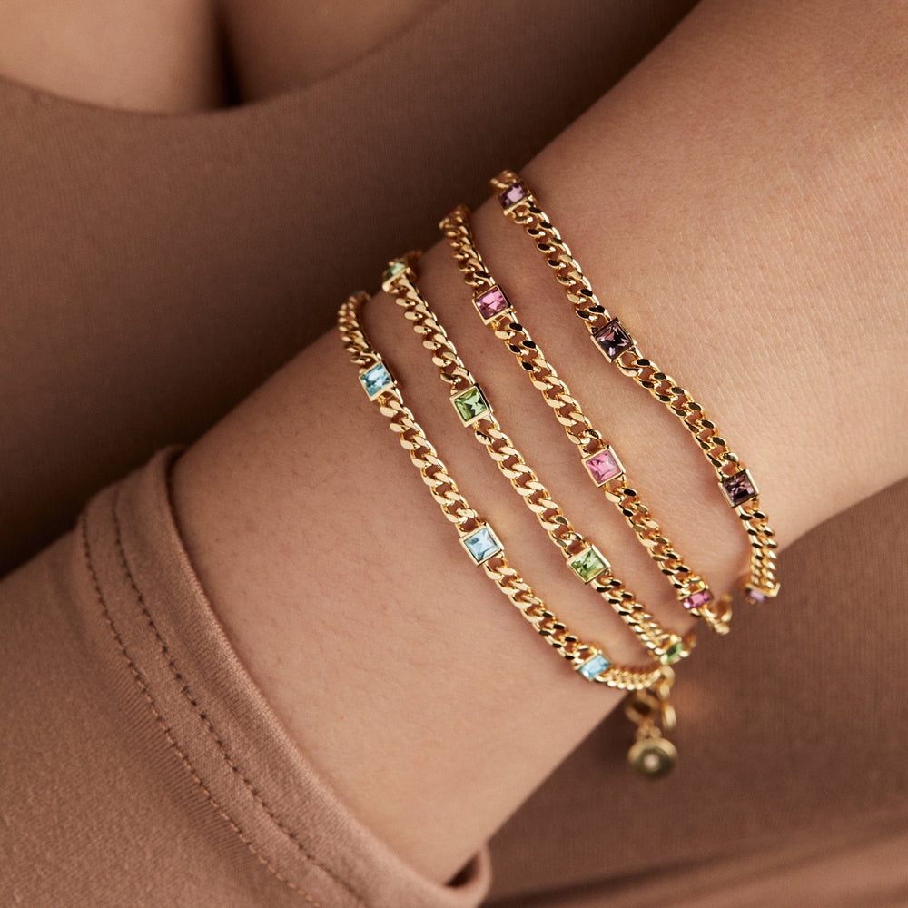 August Birthstone Peridot Curb Chain Bracelet, Bracelets, $ 28.00, A Moment Of Now™
