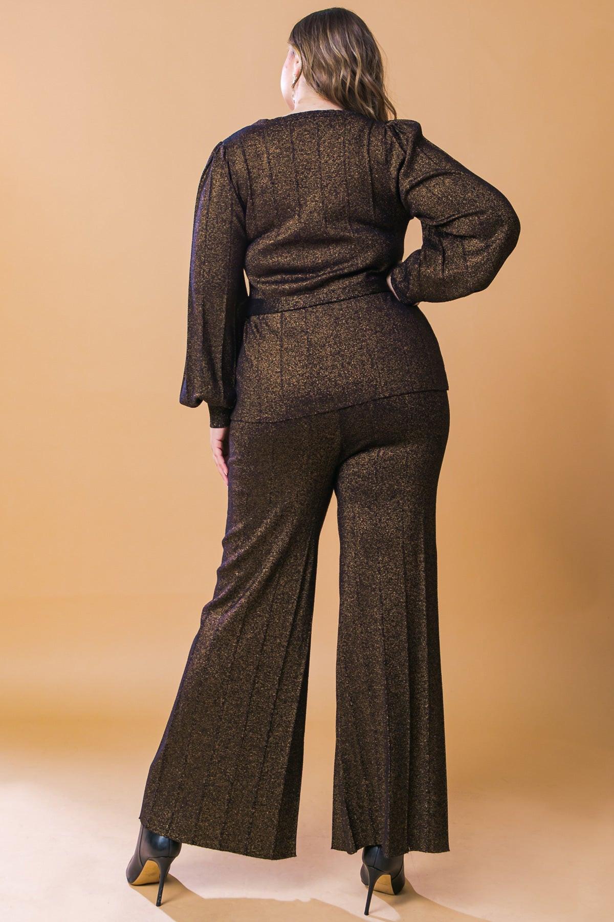Stunning Stance Metallic Sweater Tunic and Pant Set