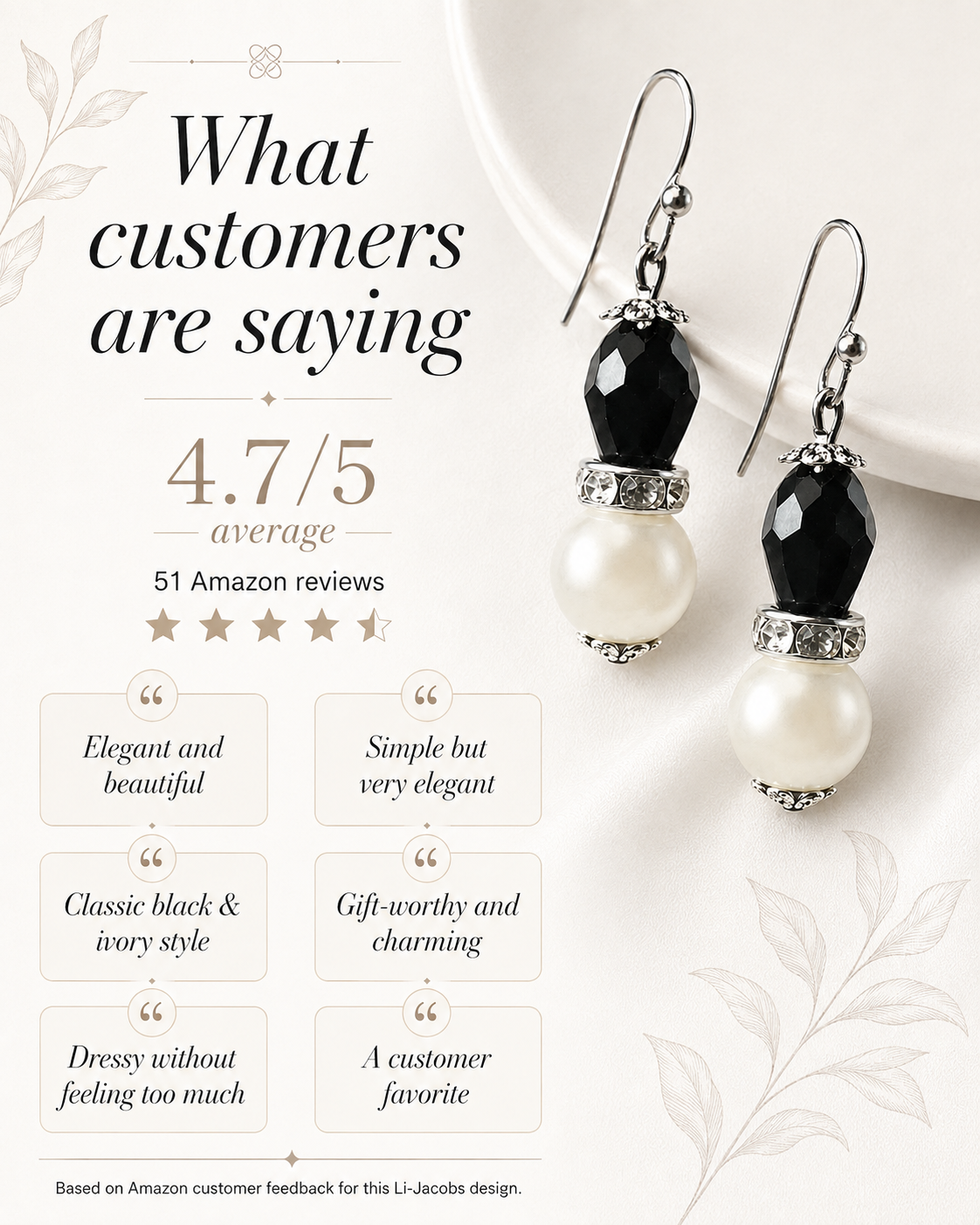 Black and White Fashion Pearl Beaded Drop Dangle Earrings