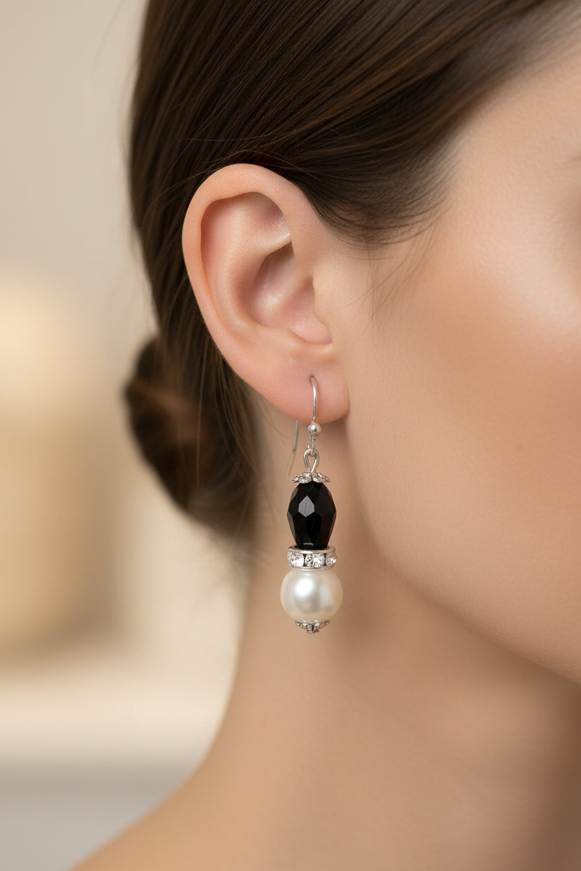 Black & White Pearl Beaded Earrings | Modern Fashion Jewelry, Earrings, $ 18.99, A Moment Of Now™