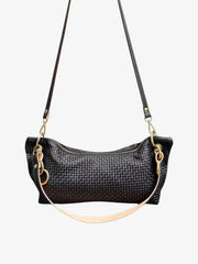 Blair Shoulder Bag, Black Embossed Leather