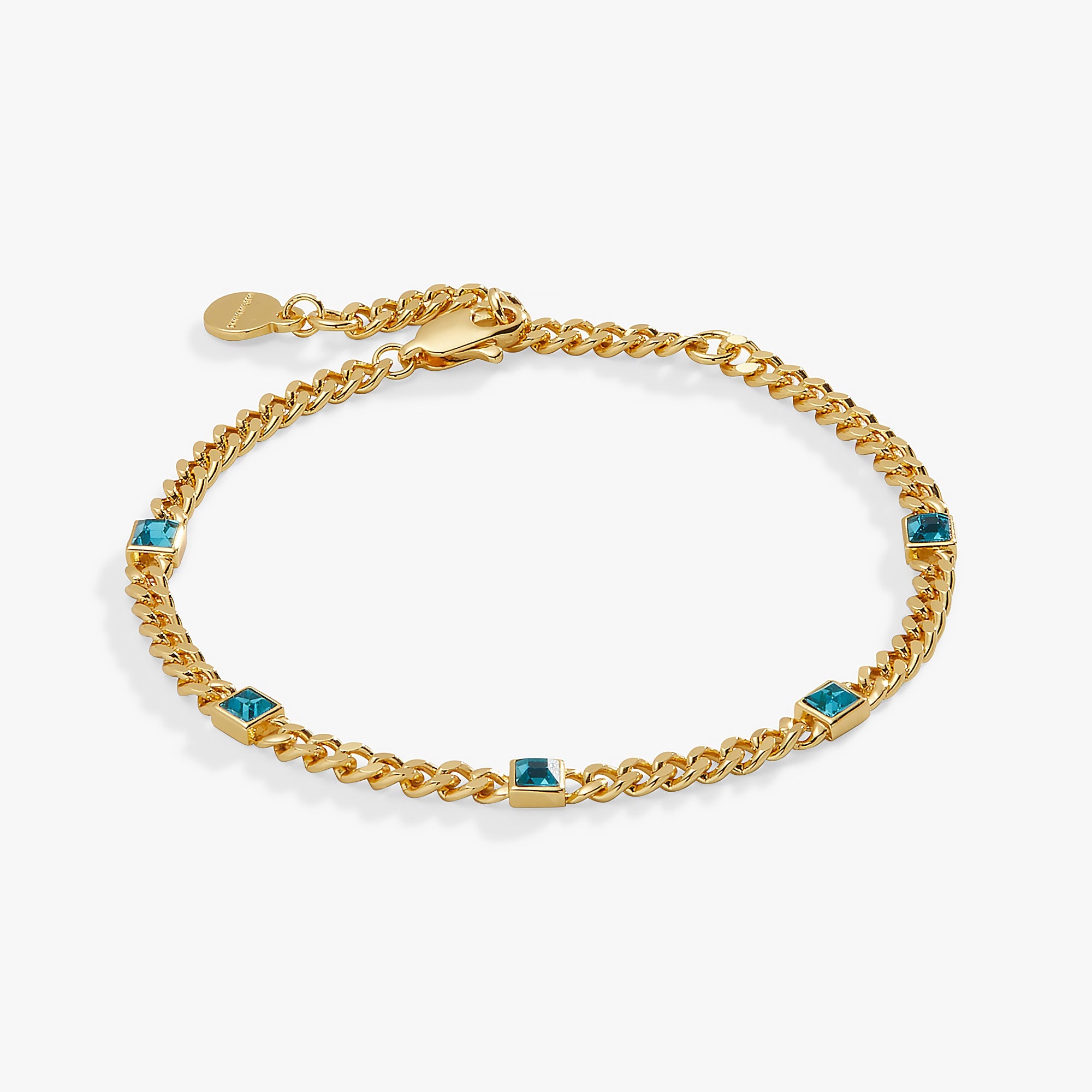 December Birthstone Blue Zircon Curb Chain Bracelet, Bracelets, $ 28.00, A Moment Of Now™