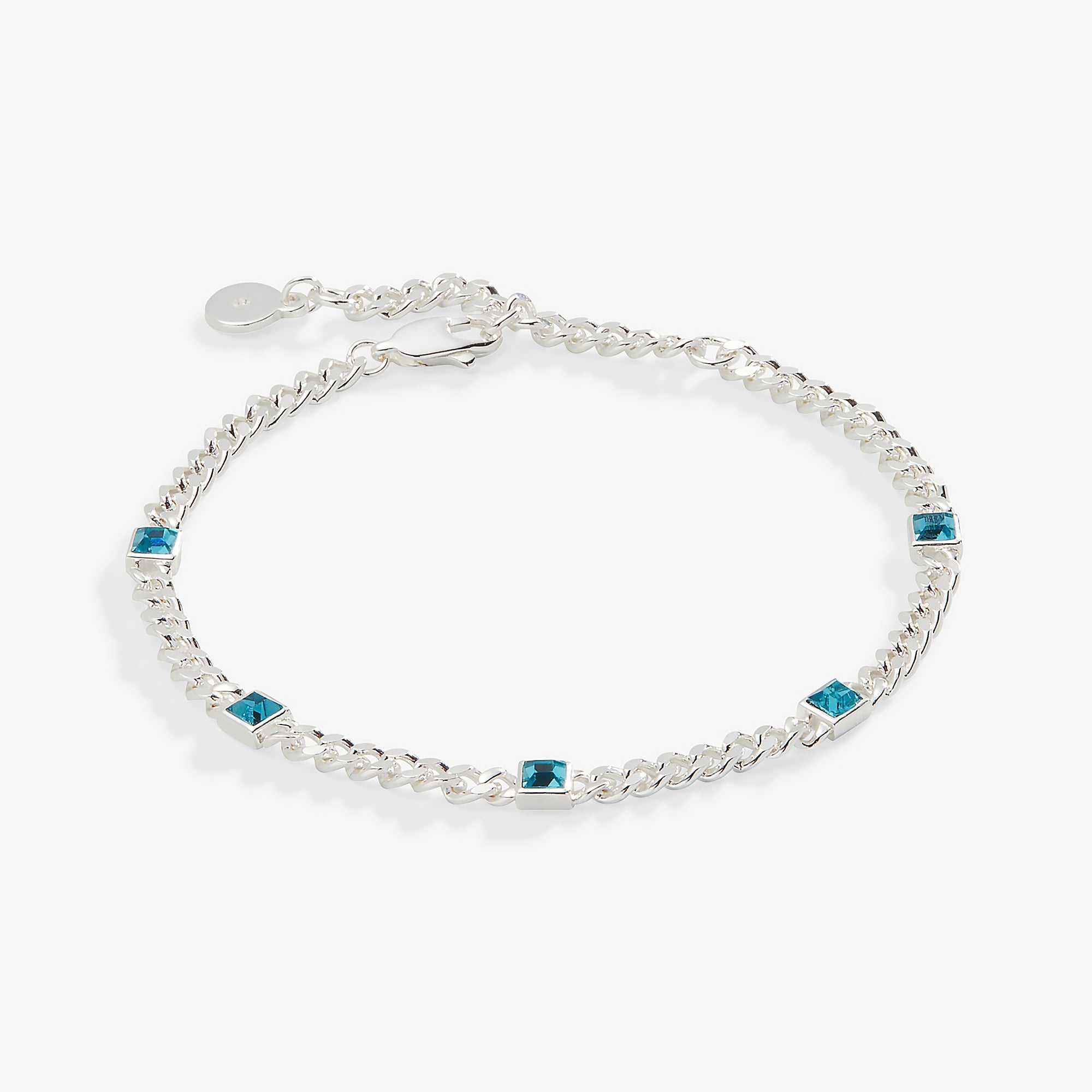 December Birthstone Blue Zircon Curb Chain Bracelet, Bracelets, $ 28.00, A Moment Of Now™