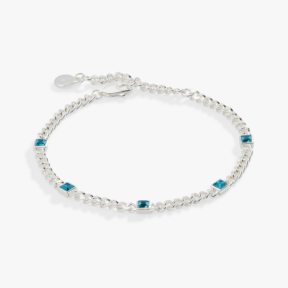 December Birthstone Blue Zircon Curb Chain Bracelet, Bracelets, $ 28.00, A Moment Of Now™
