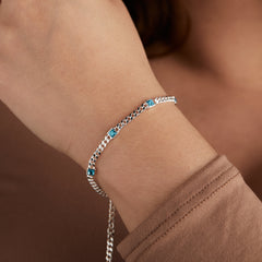 December Birthstone Blue Zircon Curb Chain Bracelet, Bracelets, $ 28.00, A Moment Of Now™
