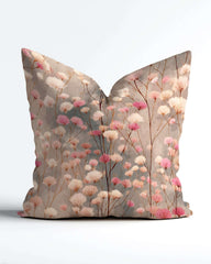 Boho Pink Wildflowers Throw Pillow Cover with Insert