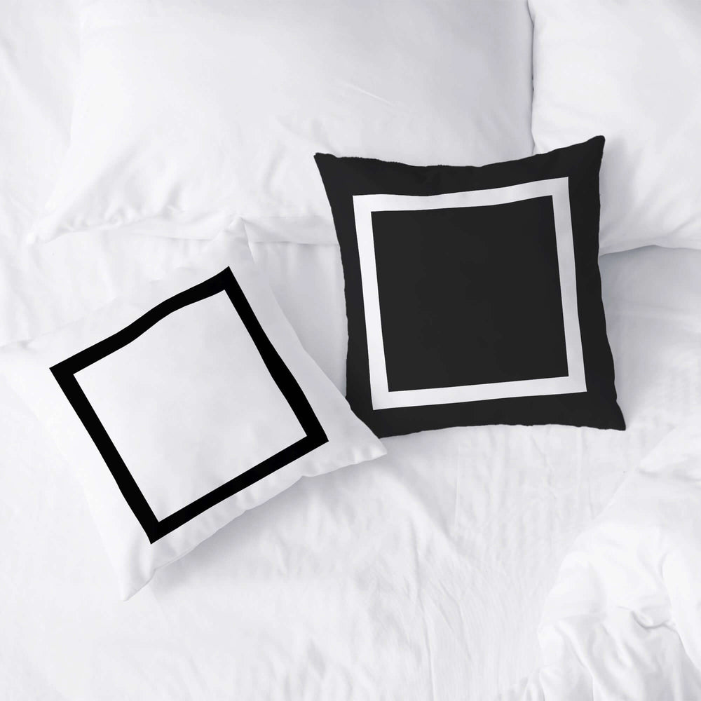 Black Border Solid White Premium Pillow | Minimalist Decor, Pillows, $ 55.00, A Moment Of Now™