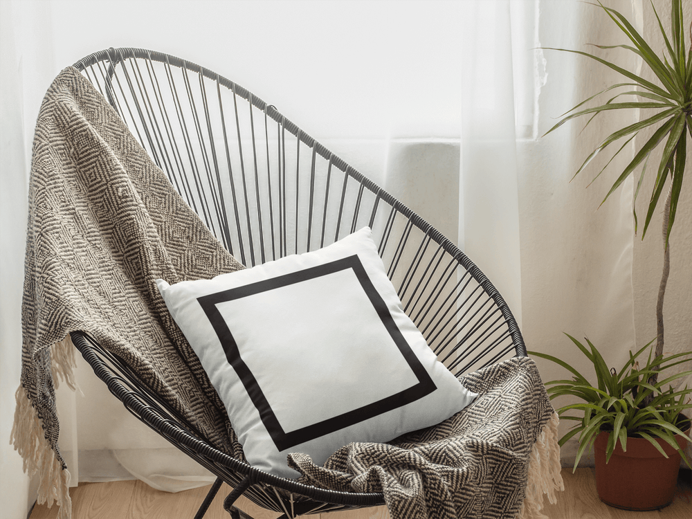 Black Border Solid White Premium Pillow | Minimalist Decor, Pillows, $ 55.00, A Moment Of Now™