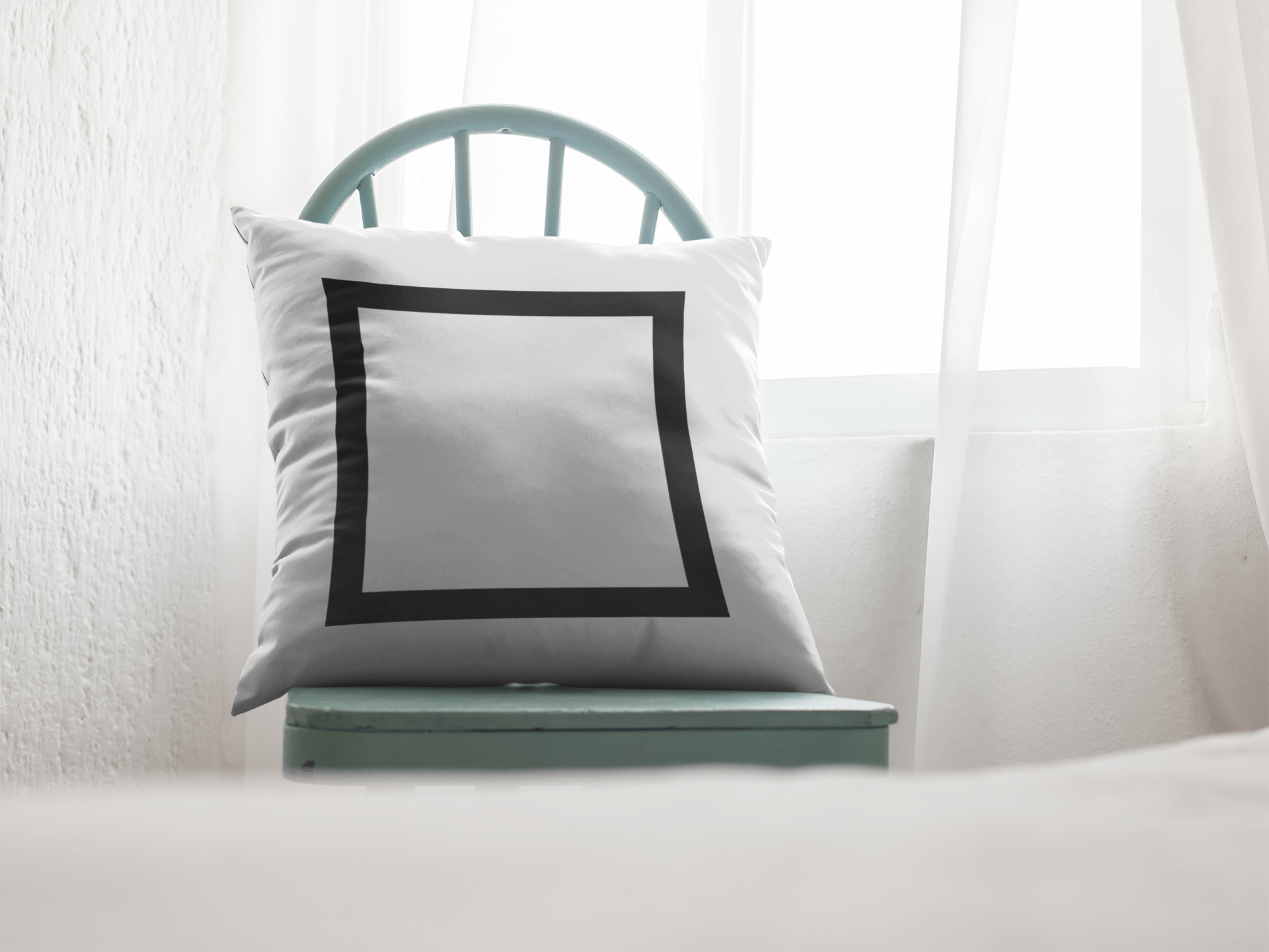 Black Border Solid White Premium Decorative Accent Throw Pillow Cushion