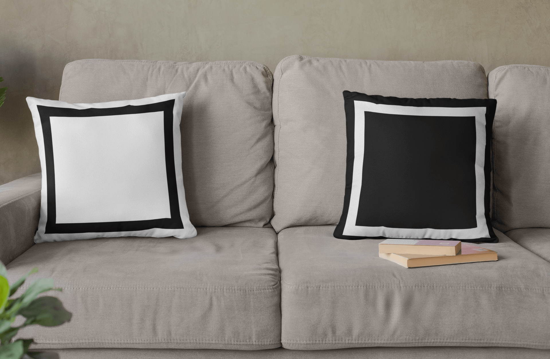 Black Border Solid White Premium Decorative Accent Throw Pillow Cushion