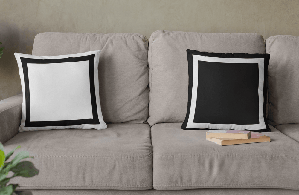 Black Border Solid White Premium Pillow | Minimalist Decor, Pillows, $ 55.00, A Moment Of Now™