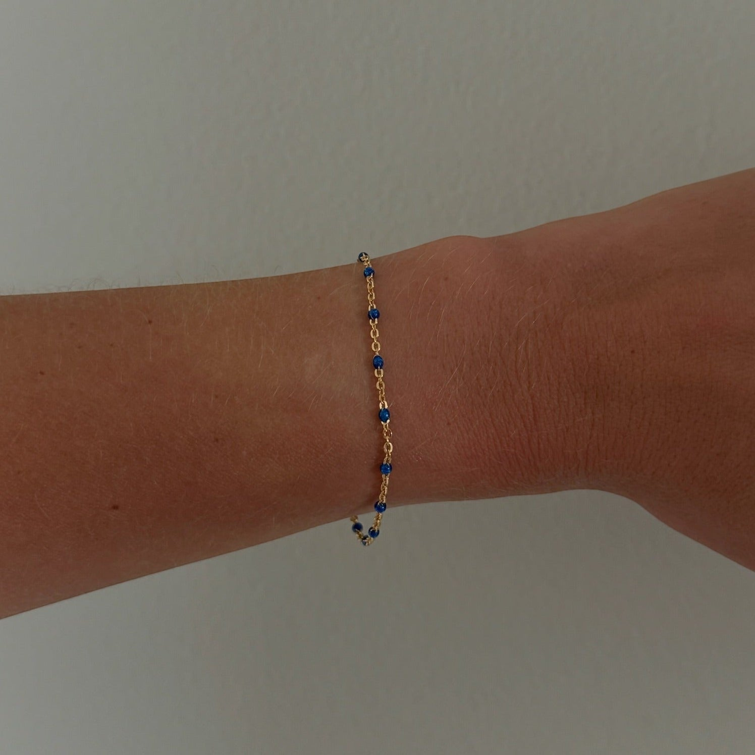 Blue Daisy Bracelet | 14K Gold Filled Enamel Chain, Bracelets, $ 52.00, A Moment Of Now™