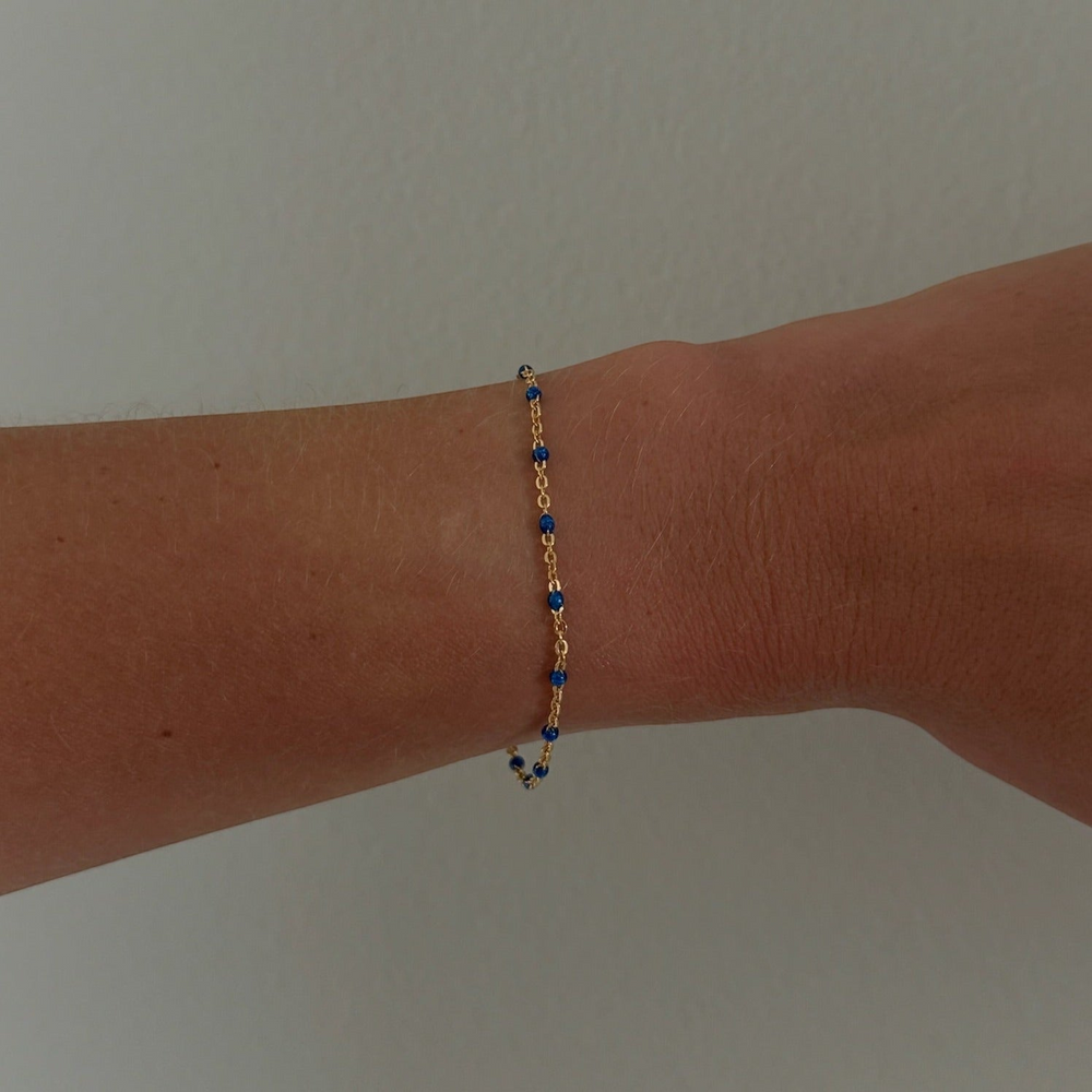 Blue Daisy Bracelet | 14K Gold Filled Enamel Chain, Bracelets, $ 52.00, A Moment Of Now™
