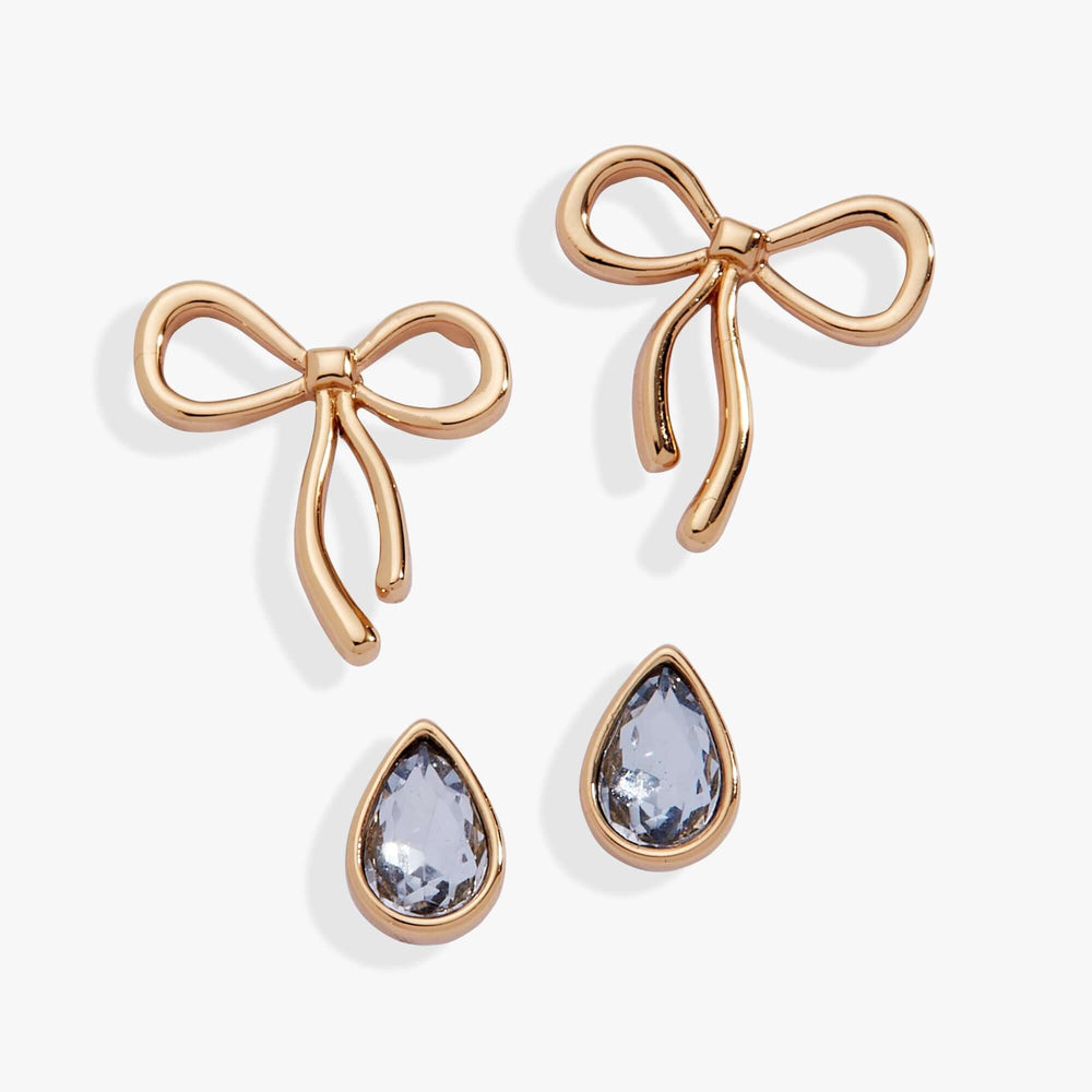 Bow & Teardrop Stud Earring Set, Earrings, $ 44.00, A Moment Of Now™