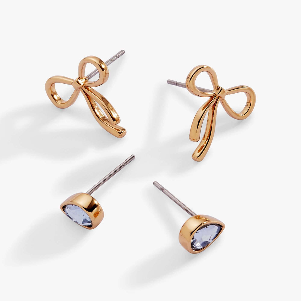 Bow & Teardrop Stud Earring Set, Earrings, $ 44.00, A Moment Of Now™