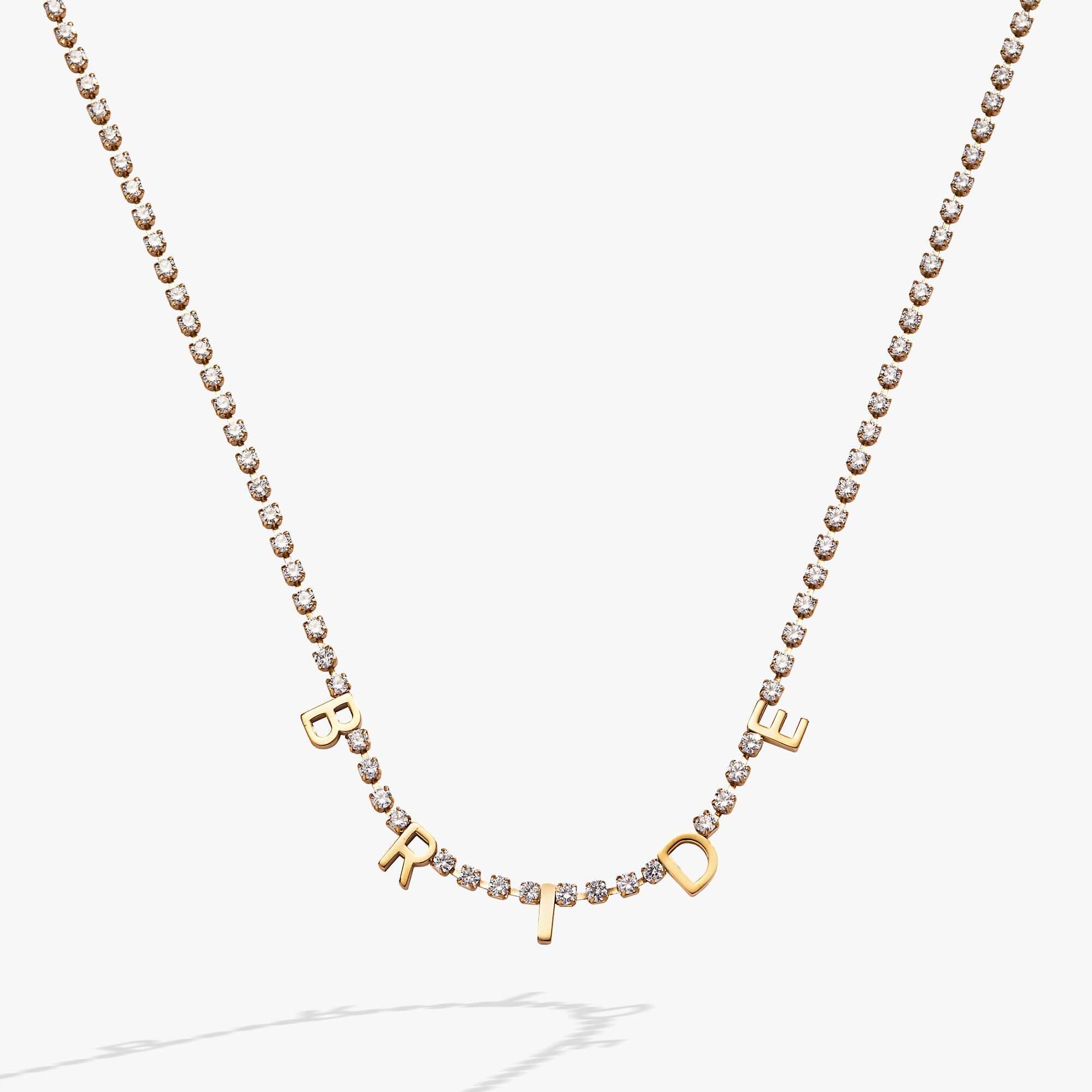 “Bride” Crystal Tennis Necklace, Necklaces, $ 48.00, A Moment Of Now™
