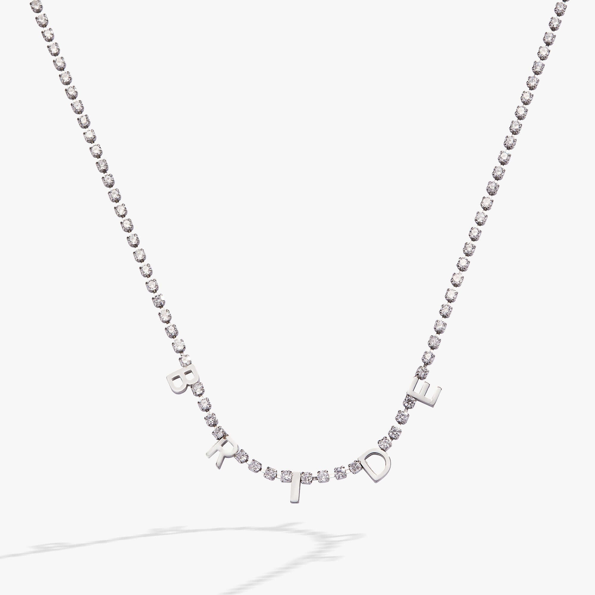 “Bride” Crystal Tennis Necklace, Necklaces, $ 48.00, A Moment Of Now™
