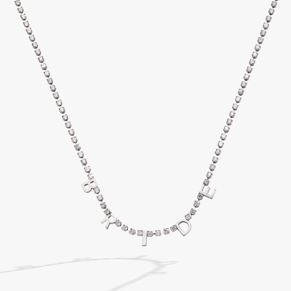 “Bride” Crystal Tennis Necklace, Necklaces, $ 48.00, A Moment Of Now™