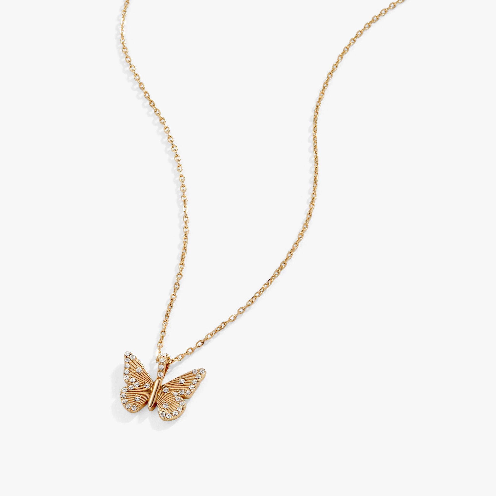 Butterfly + Crystal Necklace, Adjustable, Necklaces, $ 88.00, A Moment Of Now™