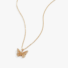 Butterfly + Crystal Necklace, Adjustable, Necklaces, $ 88.00, A Moment Of Now™