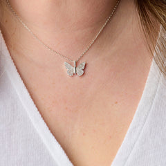 Butterfly + Crystal Necklace, Adjustable, Necklaces, $ 88.00, A Moment Of Now™