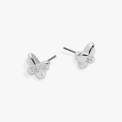 Puffy Butterfly Crystal Stud Earrings