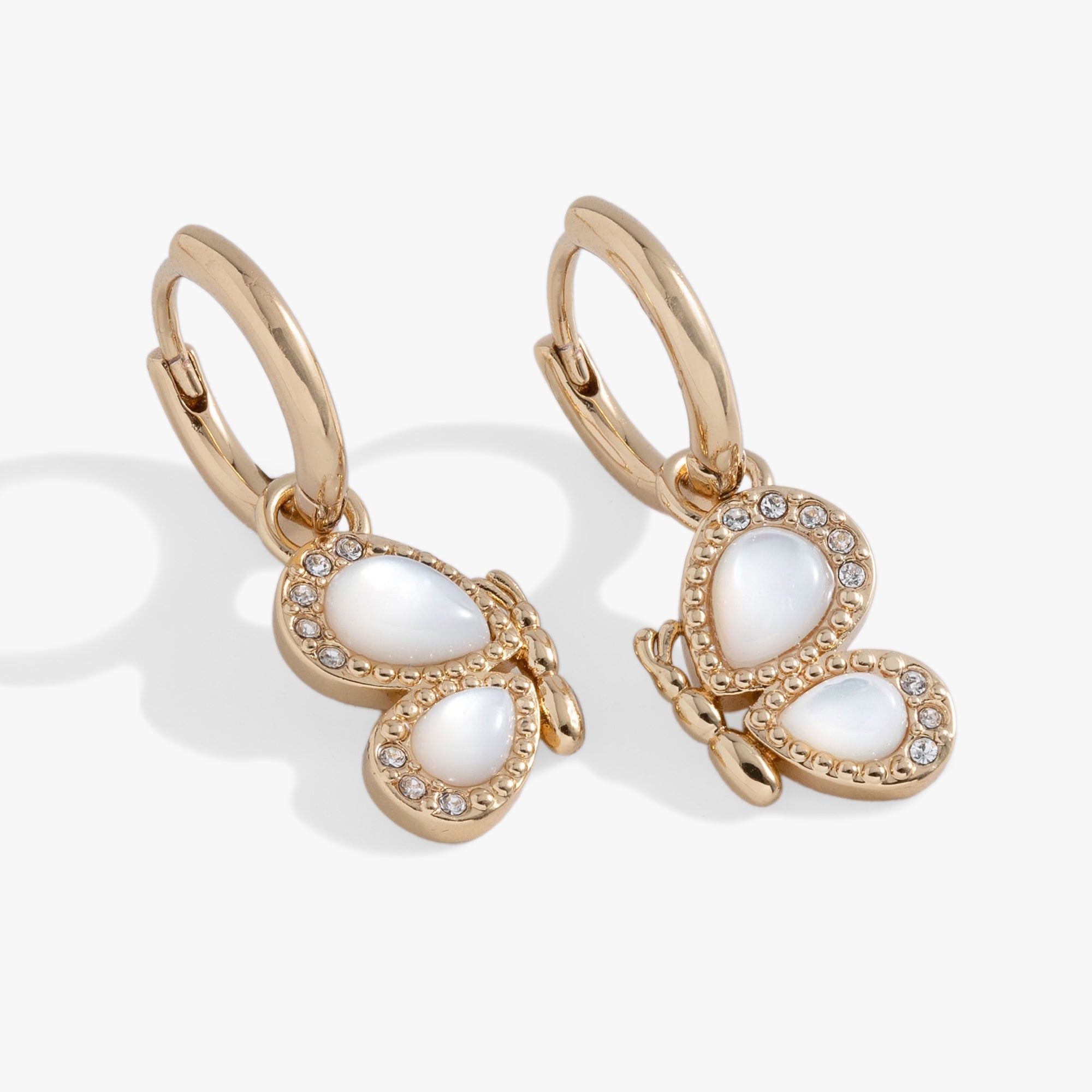 Butterfly Mother of Pearl Huggie Hoop Earrings, Earrings, $ 24.00, A Moment Of Now™