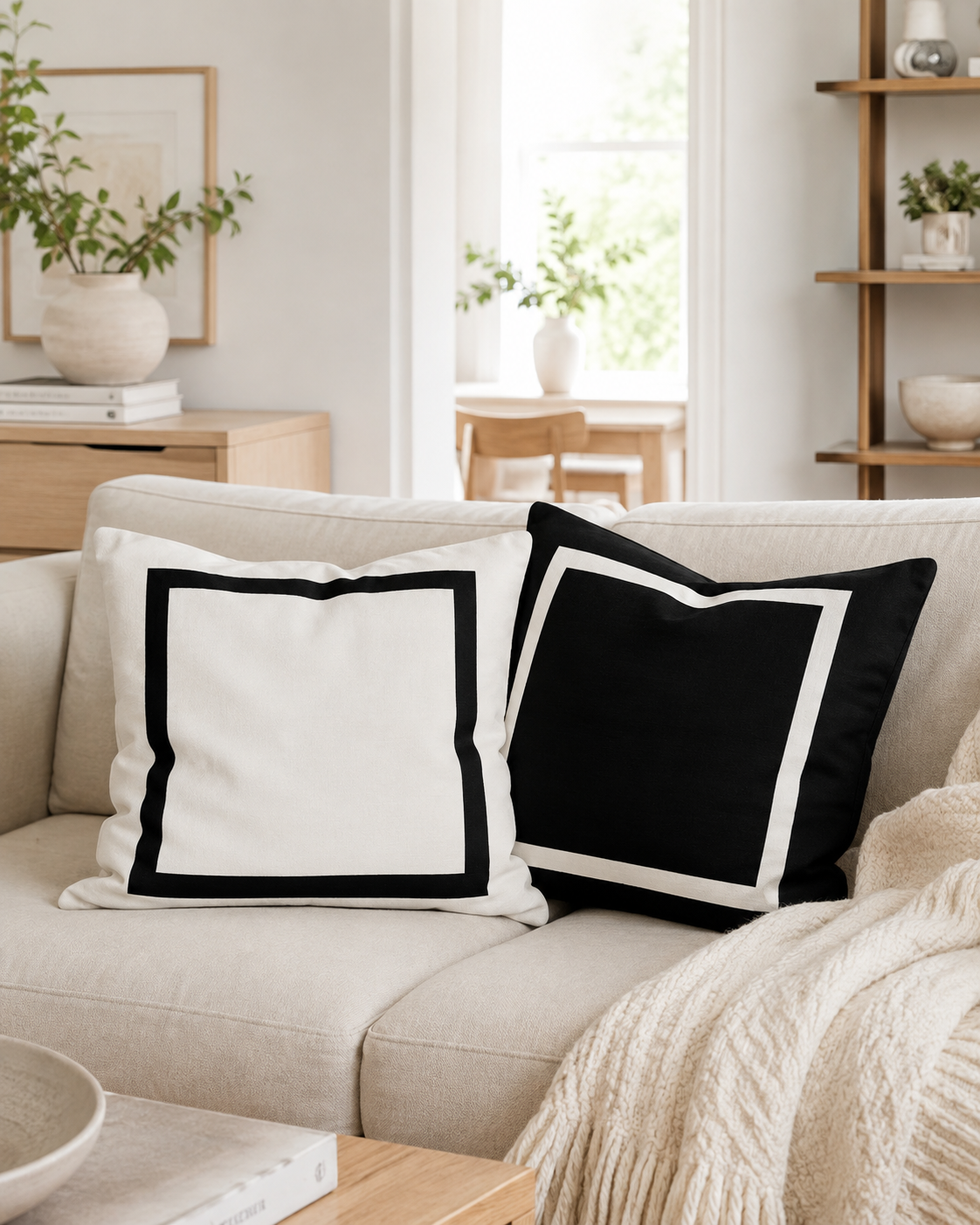 Custom Frame Border Square Pillow – Modern Accent Cushion