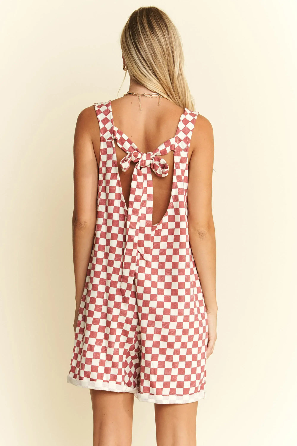 Stylish White Red Plus Size Sleeveless Plaid Romper, Rompers, $ 50.00, A Moment Of Now™