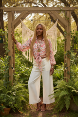Floral Print Tie Hem Detail Crop Shirt