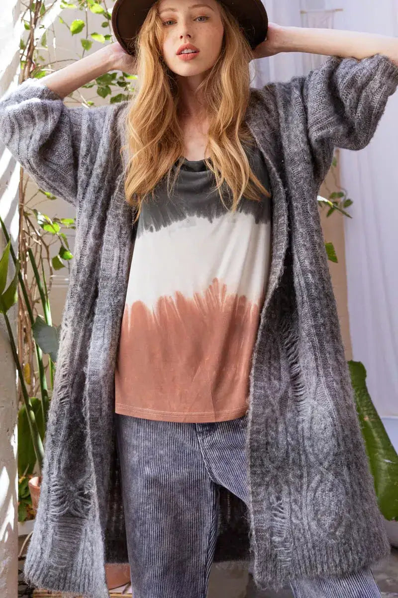 Stylish Cookies And Cream Distressed Cardigan, Cardigans, $ 59.00, A Moment Of Now™