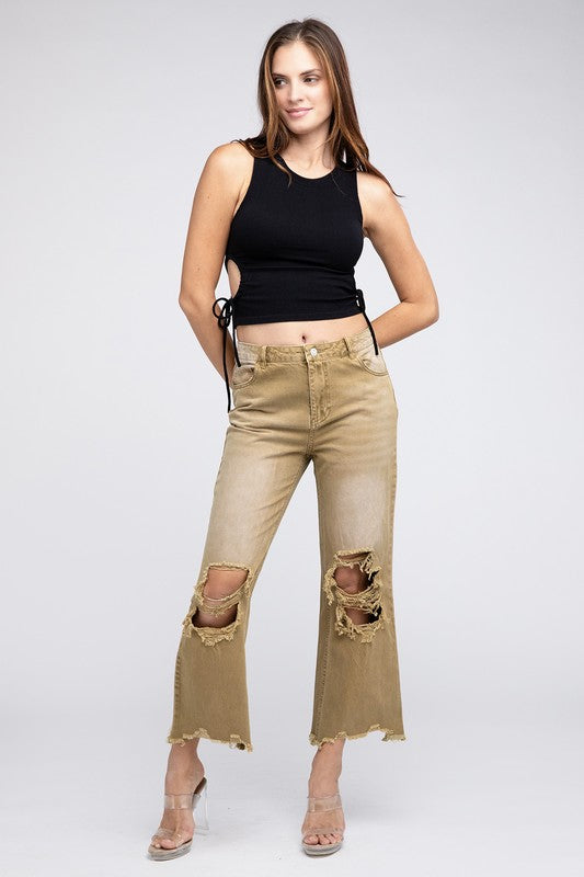 Shop Women's Distressed Vintage Washed Wide Leg Pants | Boutique Clothing, Pants, USA Boutique