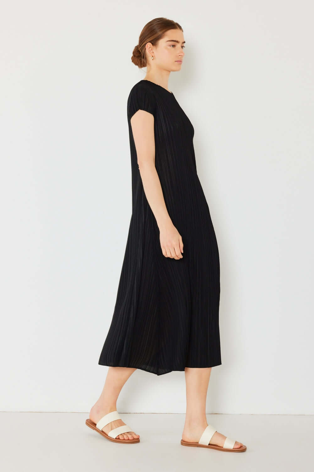 Solid Pleated Cap Sleeve A-Line Dress, Marina West Swim, $ 63.00