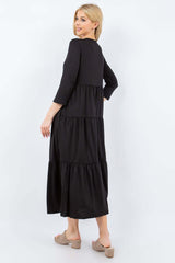 Black Long Sleeve Midi Dress with Pockets, Celeste, A Moment Of Now