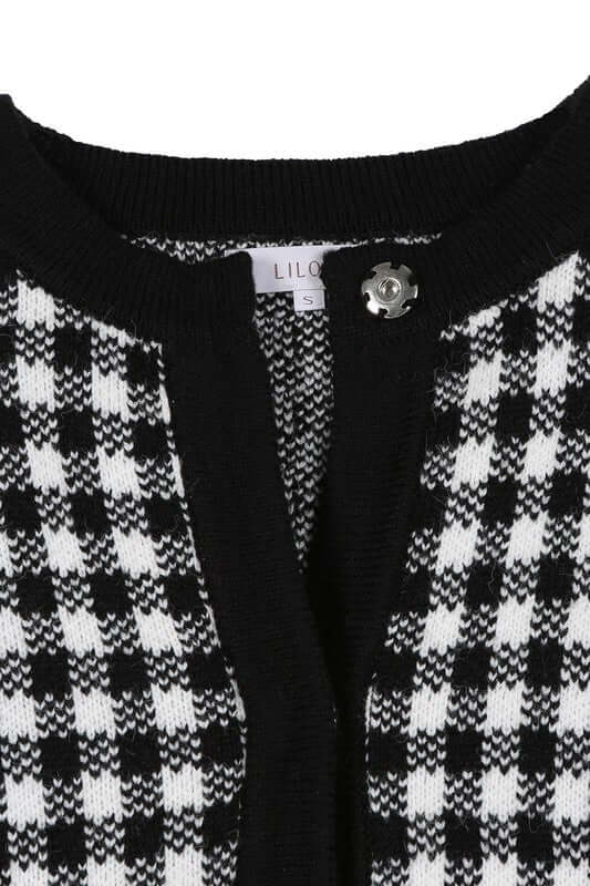 Black Check Knitted Jacket