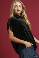 Umgee Velvet Mock Neck Sleeveless Blouse, , $ 48.00, A Moment Of Now™