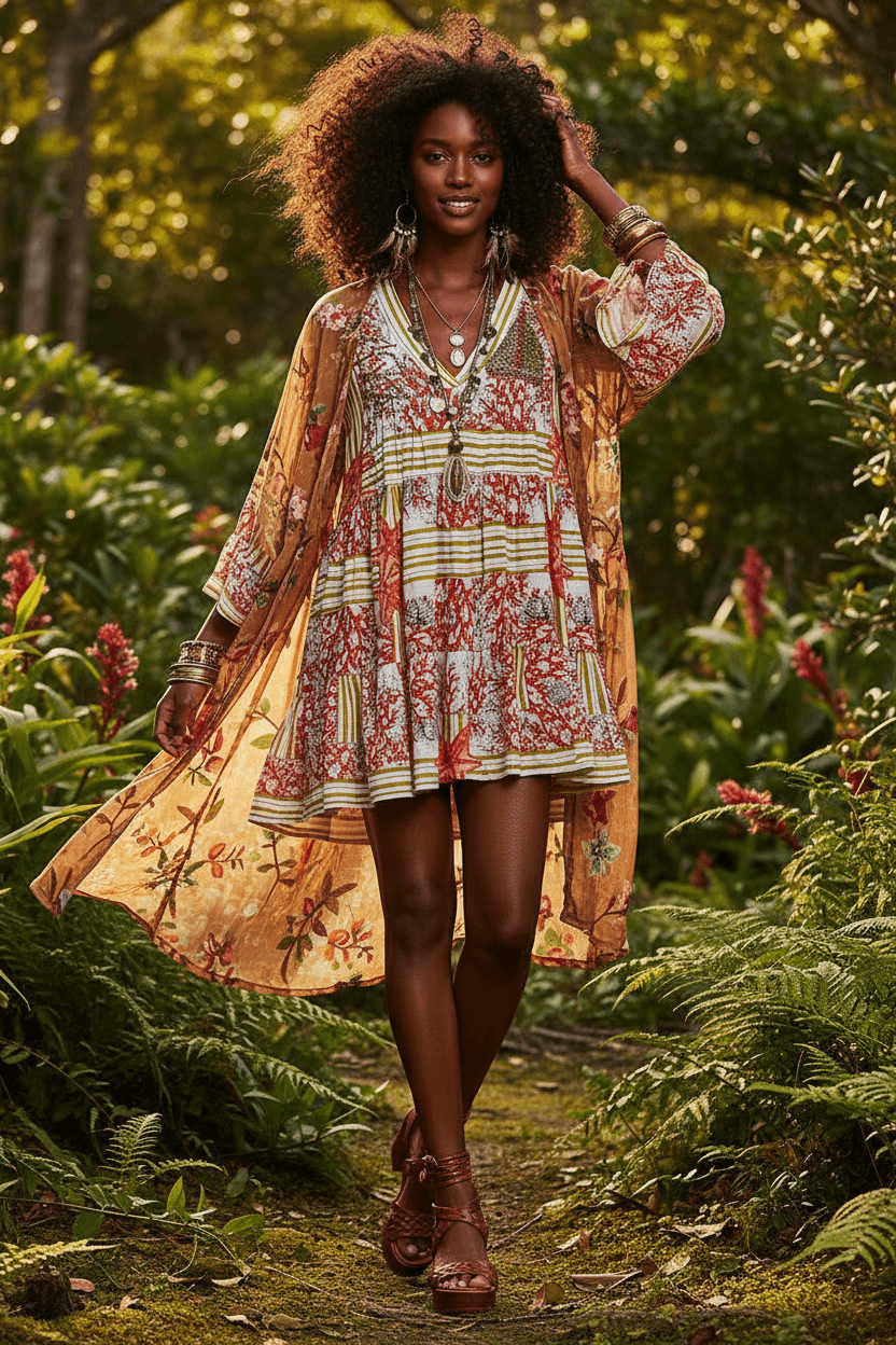 Red Striped Floral Long Sleeve Mini Dress with Pintuck Detail, Dresses, $ 60.00, A Moment Of Now™