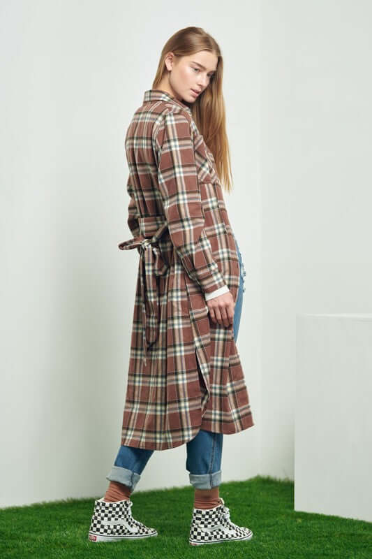 Plaid Print Collar Long Shirt Dress - Bold & Stylish, Dresses, $ 86.95, A Moment Of Now™