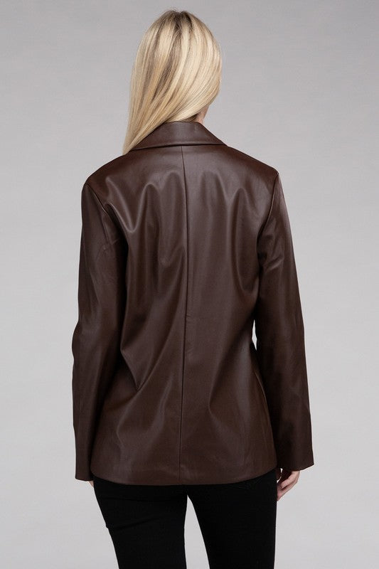 Shop Women's Sleek PU Leather Blazer | Shop Boutique Clothing, Blazers, USA Boutique