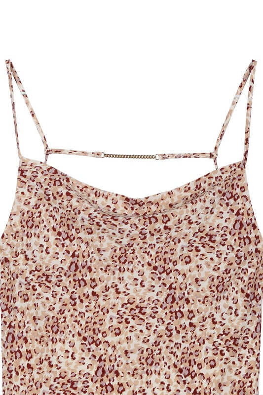 Beige Leopard Cami Dress with Chain Trim, Lilou, $ 48.95