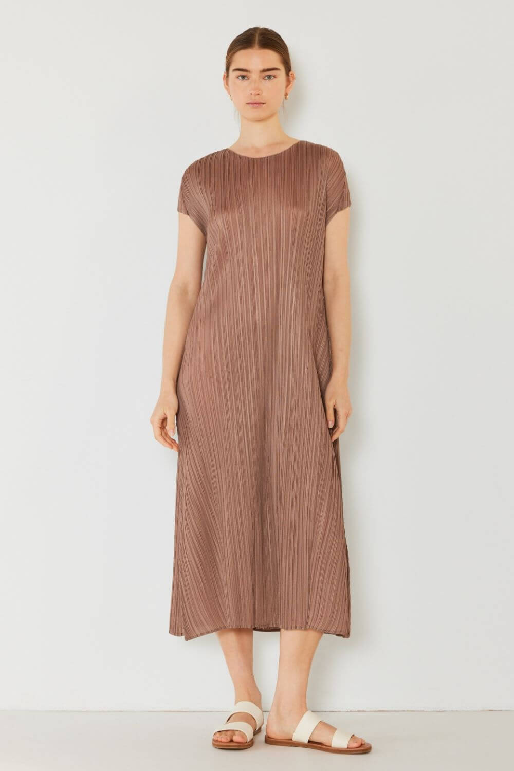 Solid Pleated Cap Sleeve A-Line Dress, Marina West Swim, $ 63.00