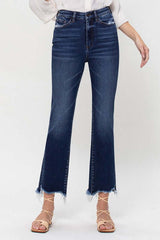 Chemical Mood Dark Blue High Rise Distressed Hem Kick Flare Jeans