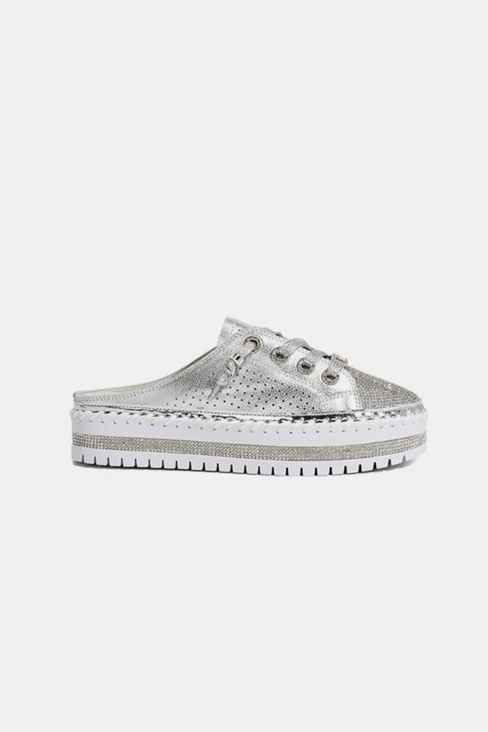 Nicole Lee USA Rhinestone Round Toe Platform Slip On Sneakers